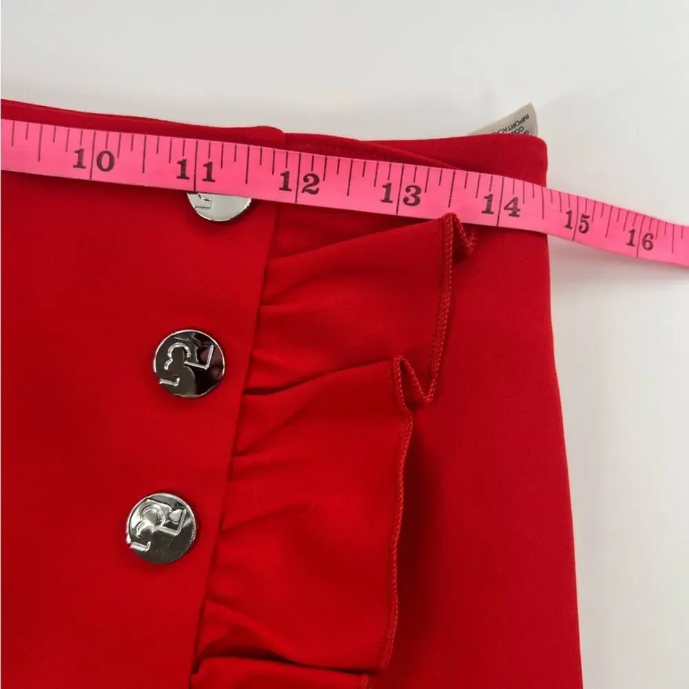 Tory Burch Sport Tech twill ruffled golf‎ skort red ruffle snap sz 2